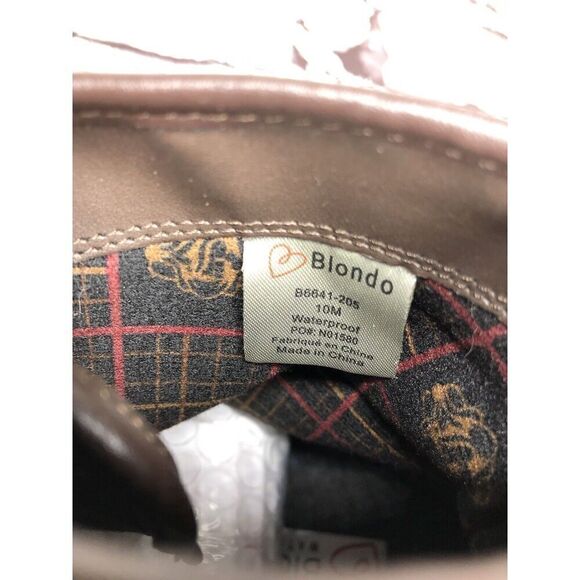 Blondo Brown Suede Leather Waterproof Ankle Lace Up Side Zip Boots Women Sz 10M - Picture 10 of 16